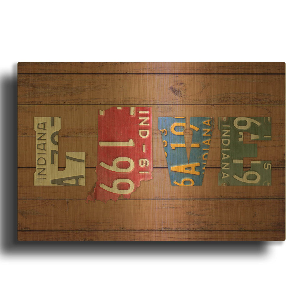 'IN State Love' By Design Turnpike Gold Metal Wall Art