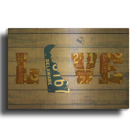 'DE State Love' By Design Turnpike Gold Metal Wall Art