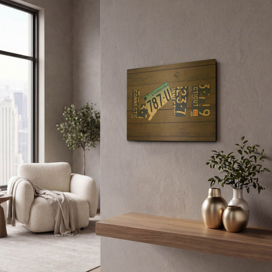 'CT State Love' By Design Turnpike Gold Metal Wall Art