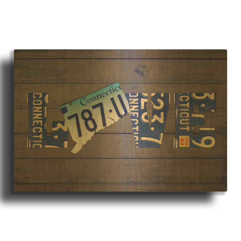 'CT State Love' By Design Turnpike Gold Metal Wall Art