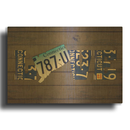 'CT State Love' By Design Turnpike Gold Metal Wall Art