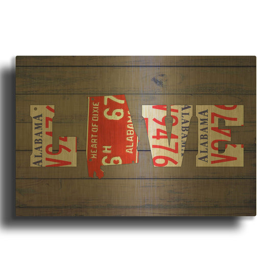 'AL State Love' By Design Turnpike Gold Metal Wall Art