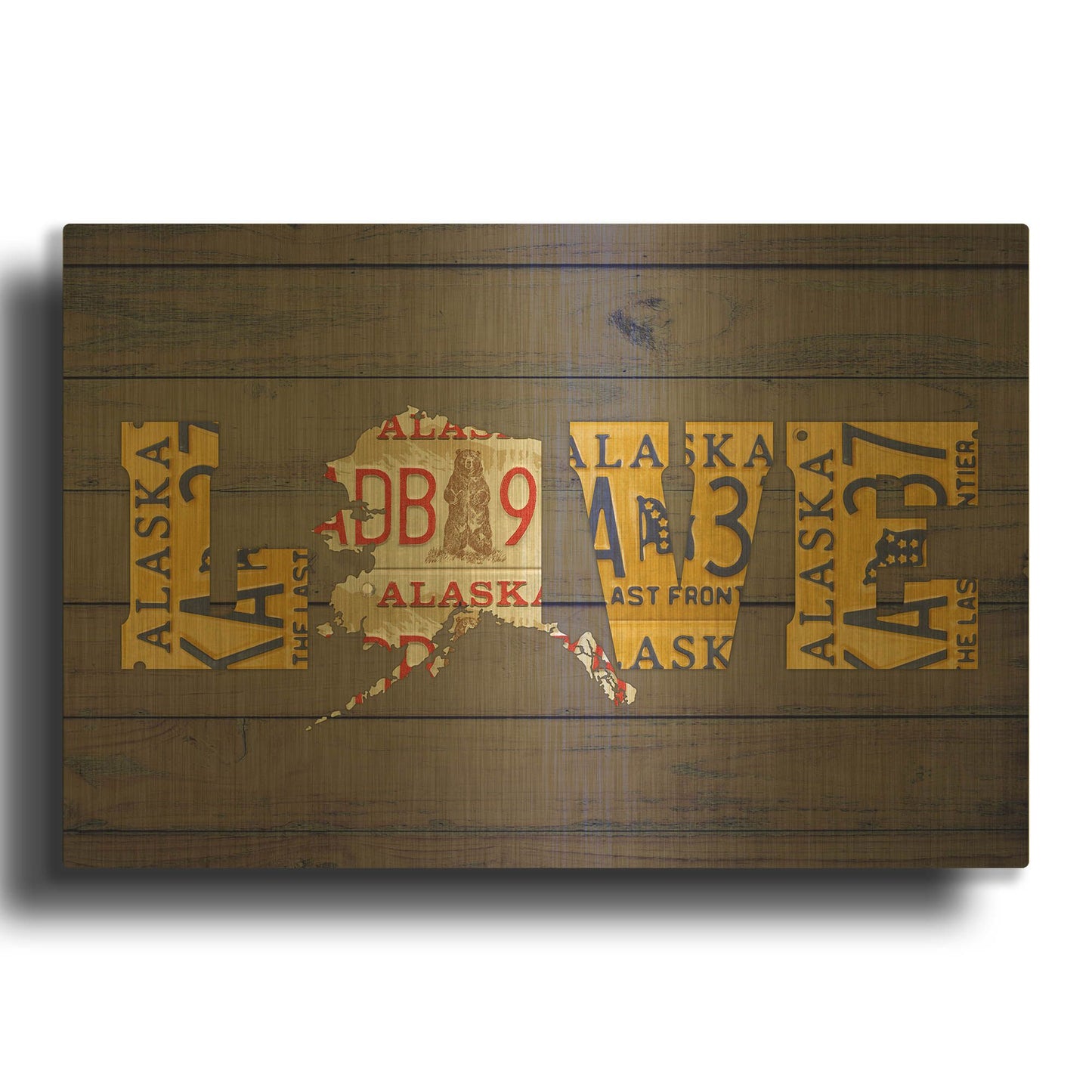 'AK State Love' By Design Turnpike Gold Metal Wall Art