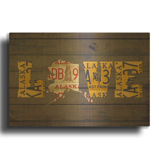 'AK State Love' By Design Turnpike Gold Metal Wall Art