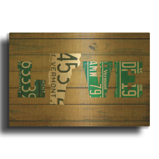 'VT State Love' By Design Turnpike Gold Metal Wall Art