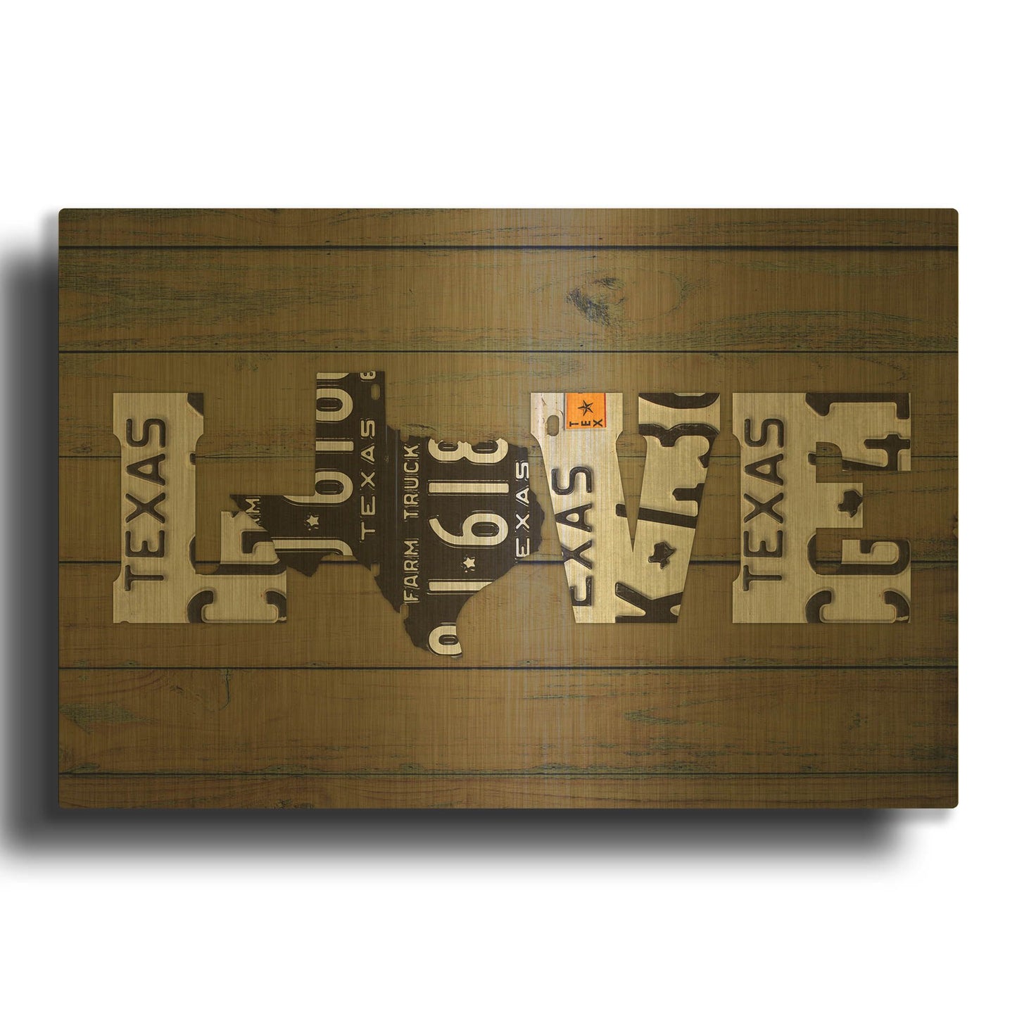 'Texas State Love' By Design Turnpike Gold Metal Wall Art