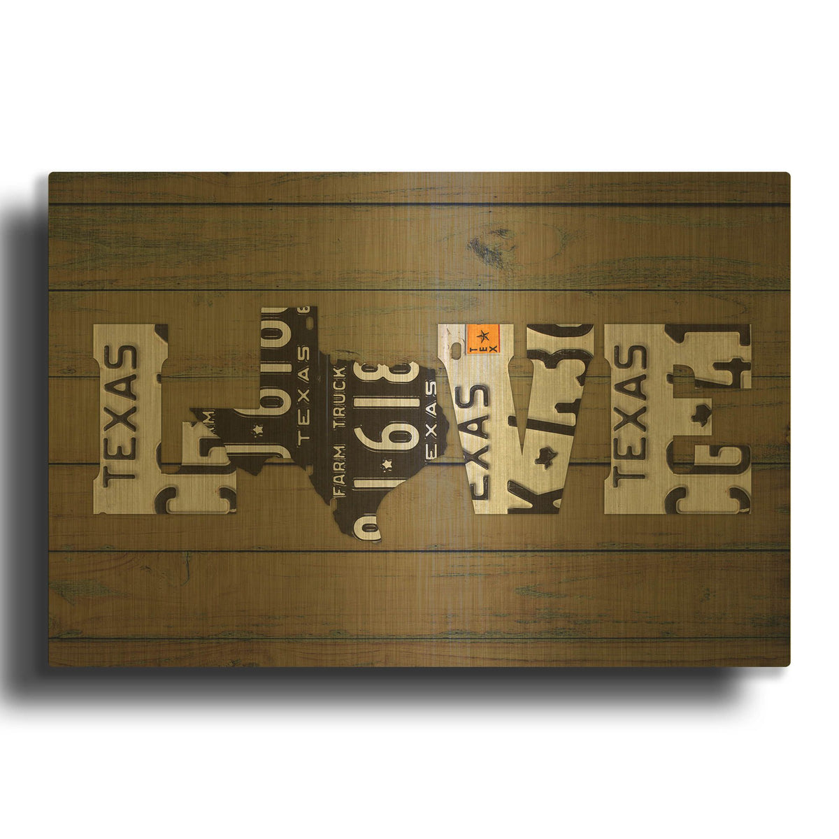 'Texas State Love' By Design Turnpike Gold Metal Wall Art