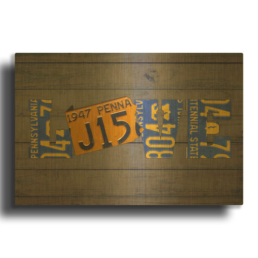 'PA State Love' By Design Turnpike Gold Metal Wall Art