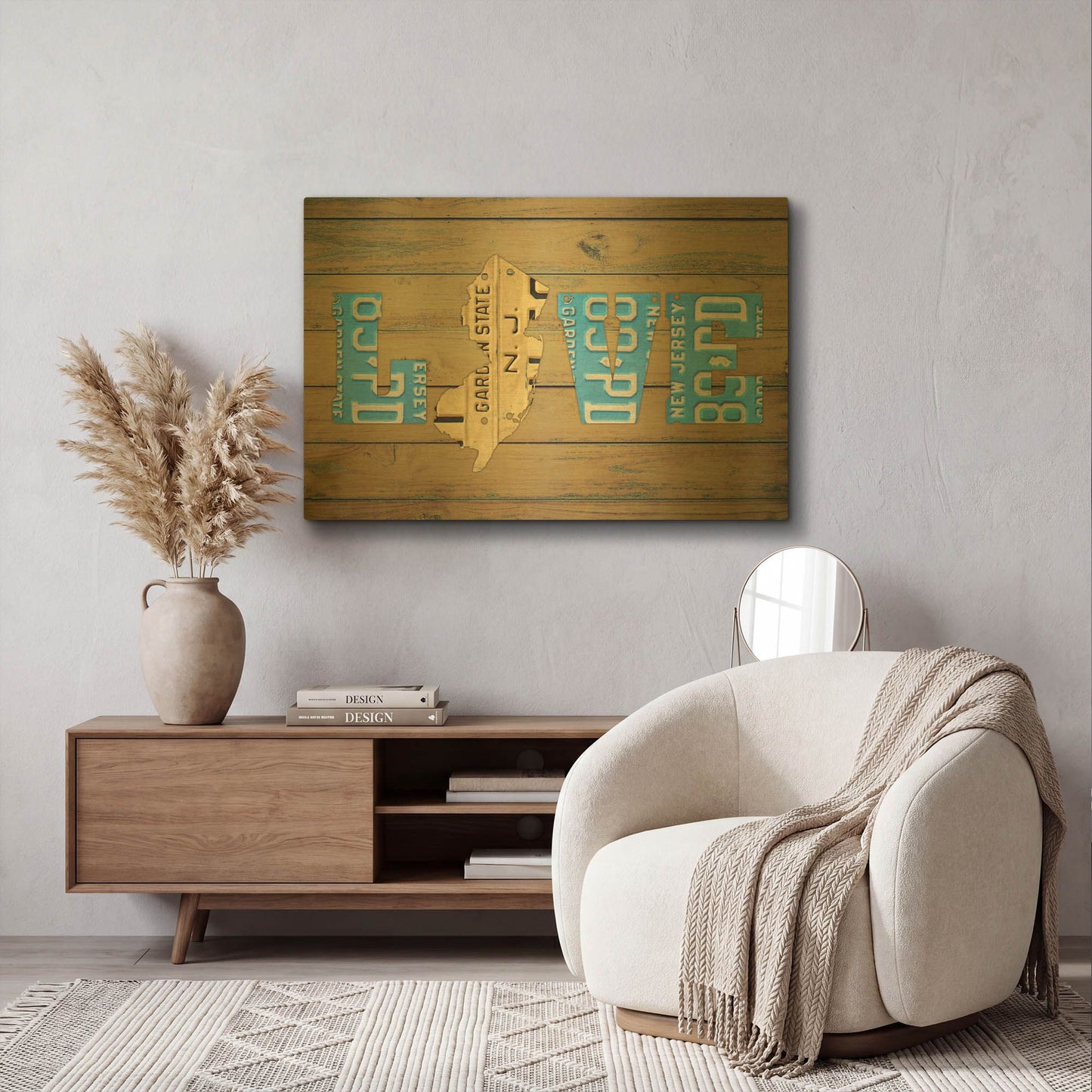 'NJ State Love' By Design Turnpike Gold Metal Wall Art