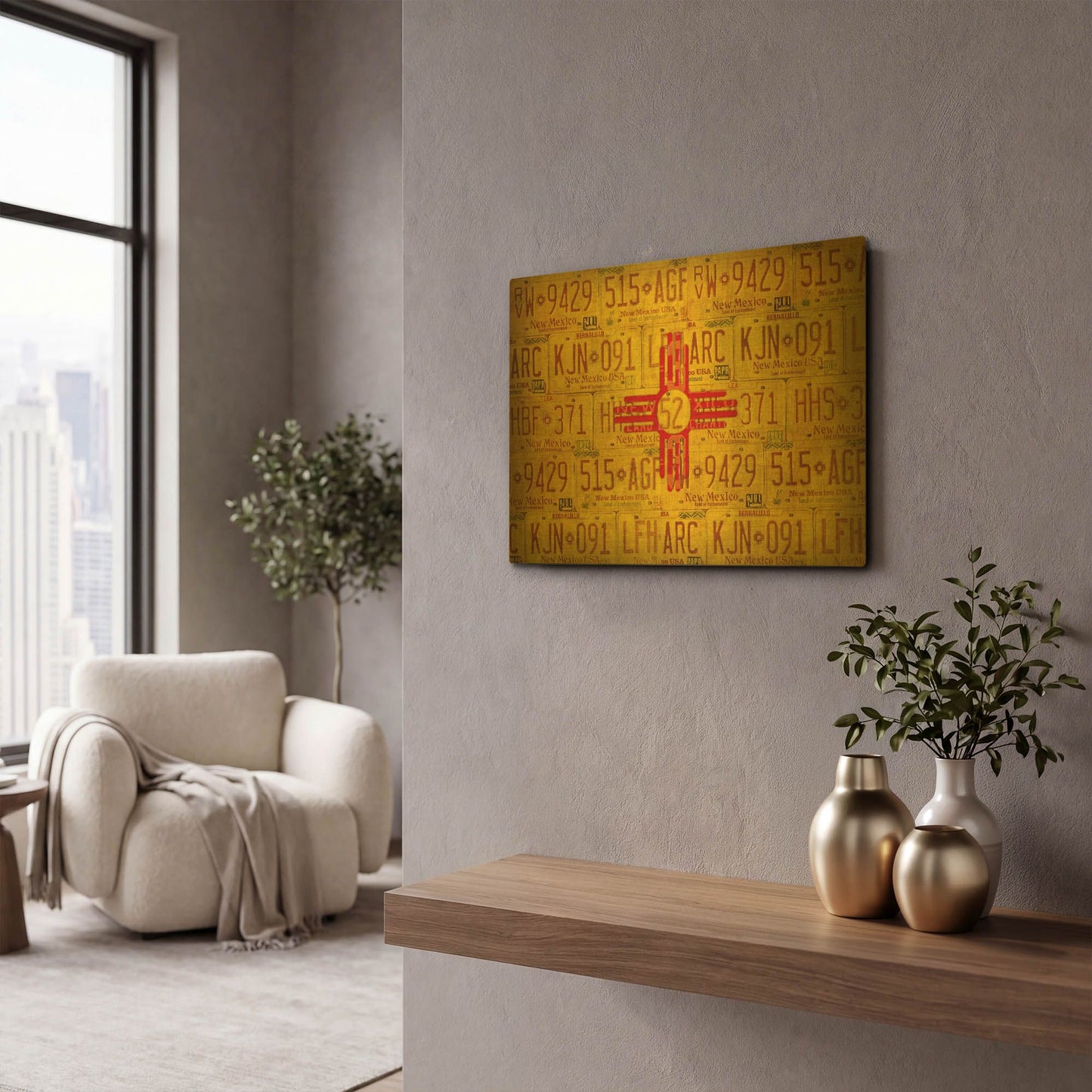 'New Mexico State Flag' By Design Turnpike Gold Metal Wall Art