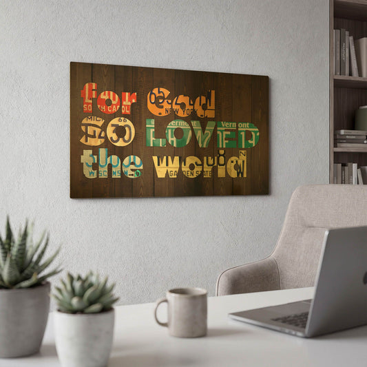 'John 316' By Design Turnpike Gold Metal Wall Art
