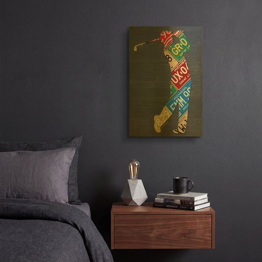 'Golfer License Plateart' By Design Turnpike Gold Metal Wall Art