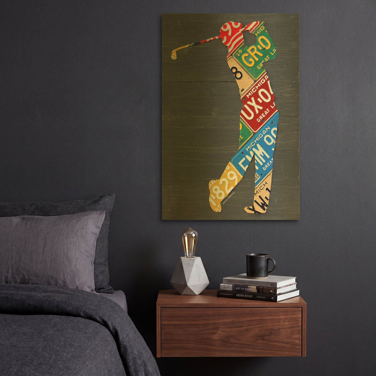 'Golfer License Plateart' By Design Turnpike Gold Metal Wall Art