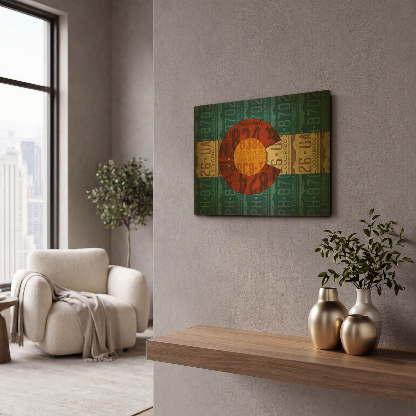 'Colorado State Flag License Plates' By Design Turnpike Gold Metal Wall Art