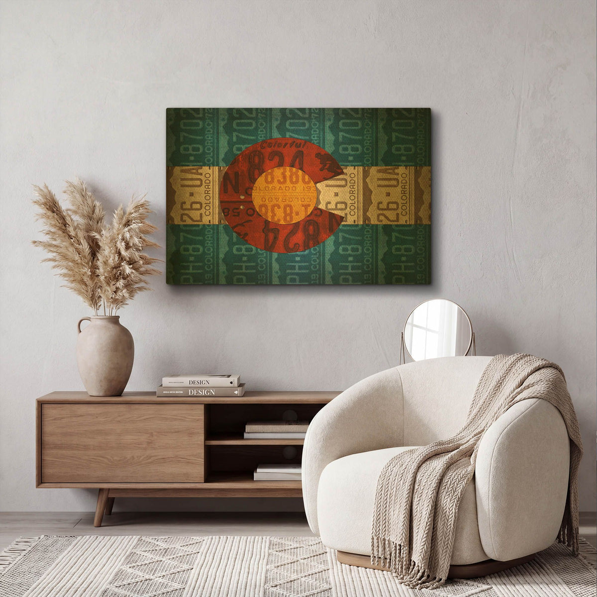 'Colorado State Flag License Plates' By Design Turnpike Gold Metal Wall Art