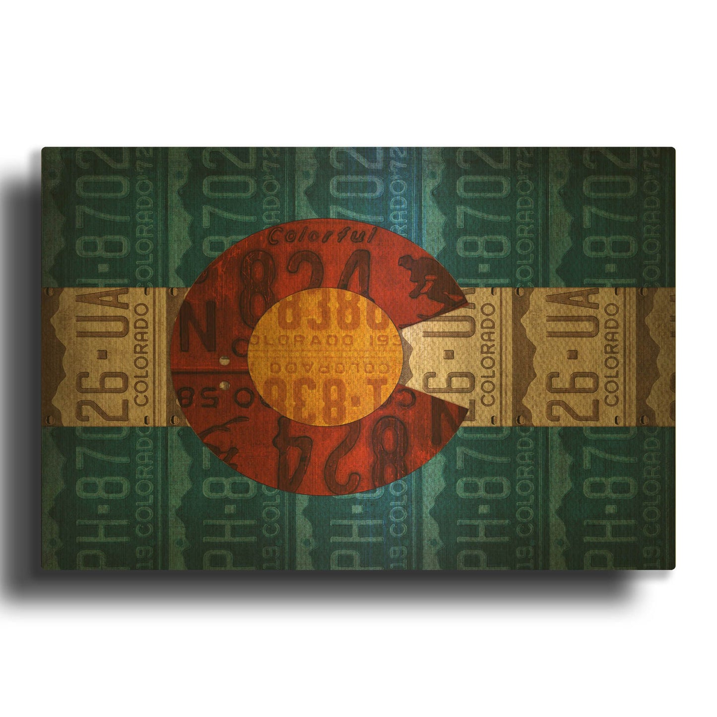 'Colorado State Flag License Plates' By Design Turnpike Gold Metal Wall Art