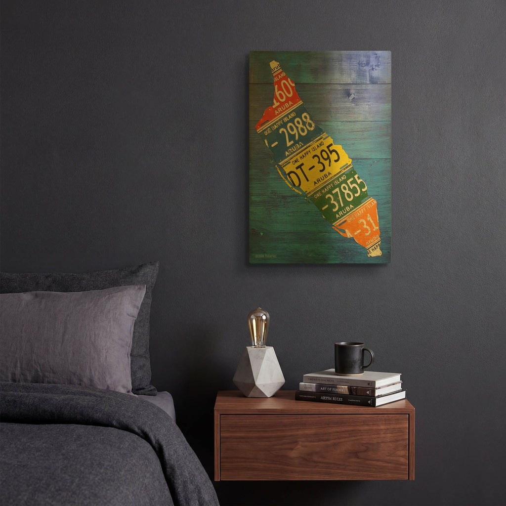 'Aruba License Plate Map' By Design Turnpike Gold Metal Wall Art