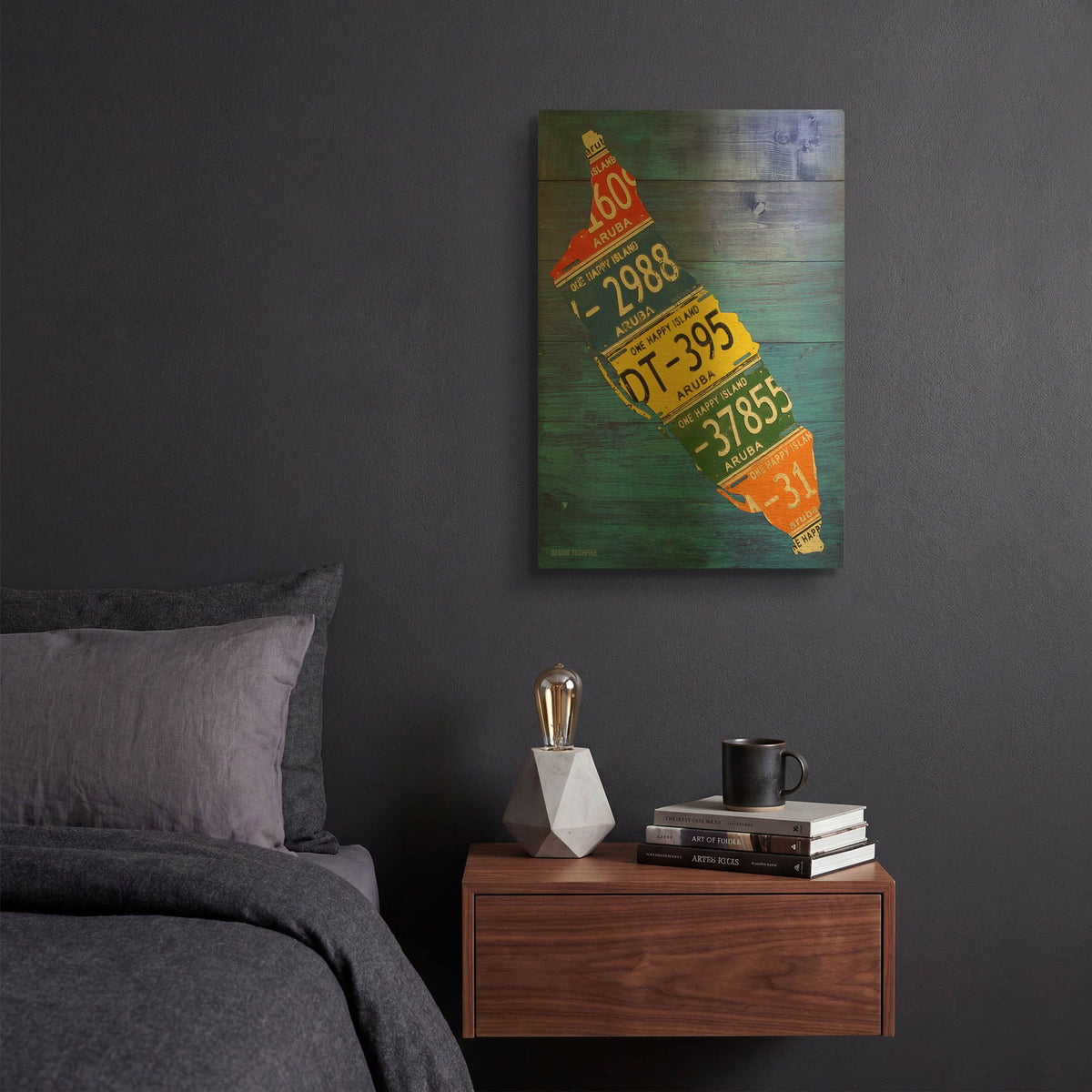 'Aruba License Plate Map' By Design Turnpike Gold Metal Wall Art
