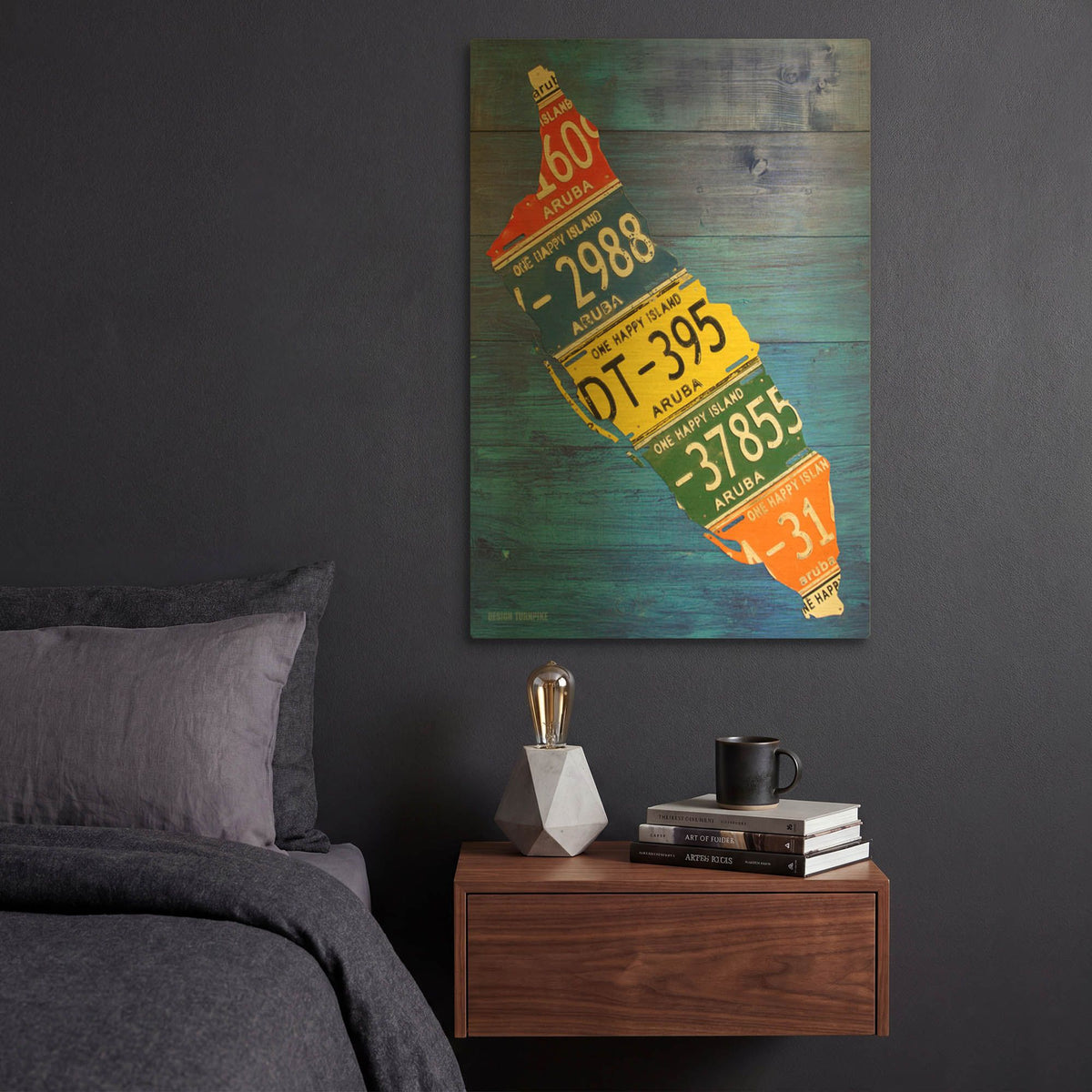 'Aruba License Plate Map' By Design Turnpike Gold Metal Wall Art