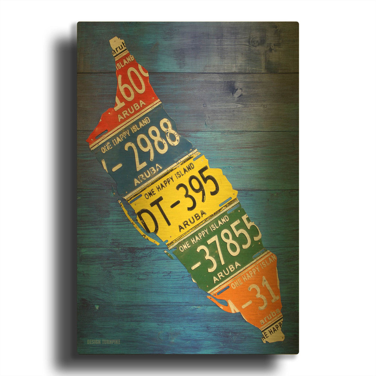 'Aruba License Plate Map' By Design Turnpike Gold Metal Wall Art