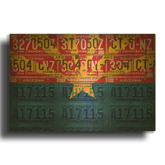 'Arizona State Flag License Plates' By Design Turnpike Gold Metal Wall Art
