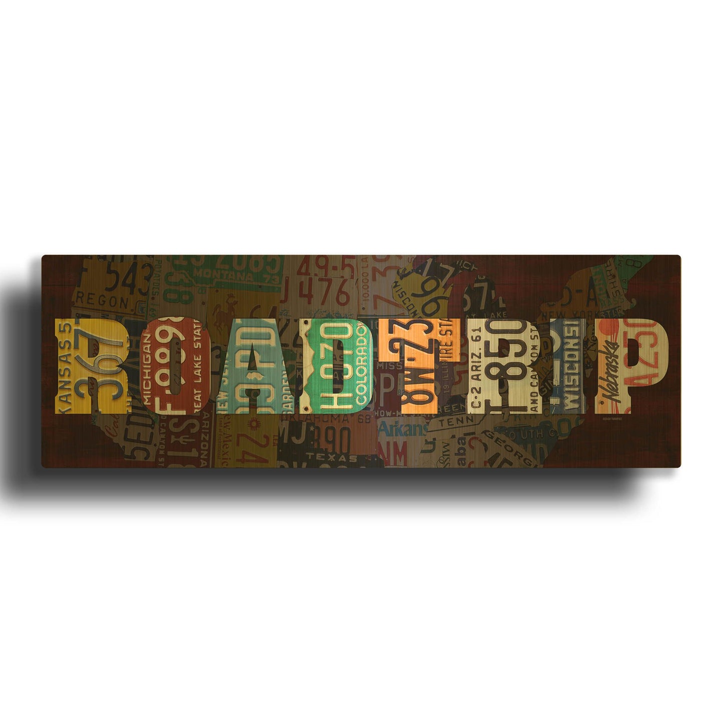 'Road Trip Lettering' By Design Turnpike Gold Metal Wall Art