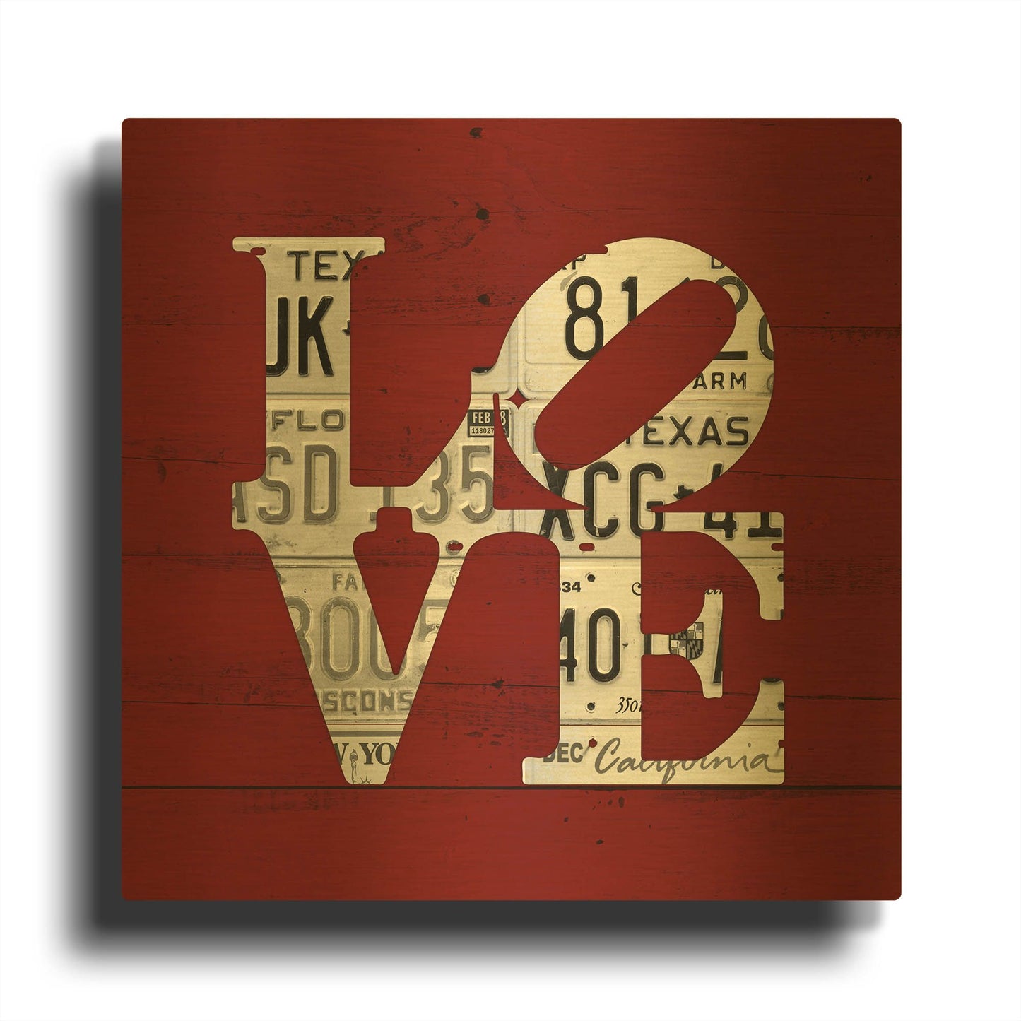'Love Word Art License Plates' By Design Turnpike Gold Metal Wall Art