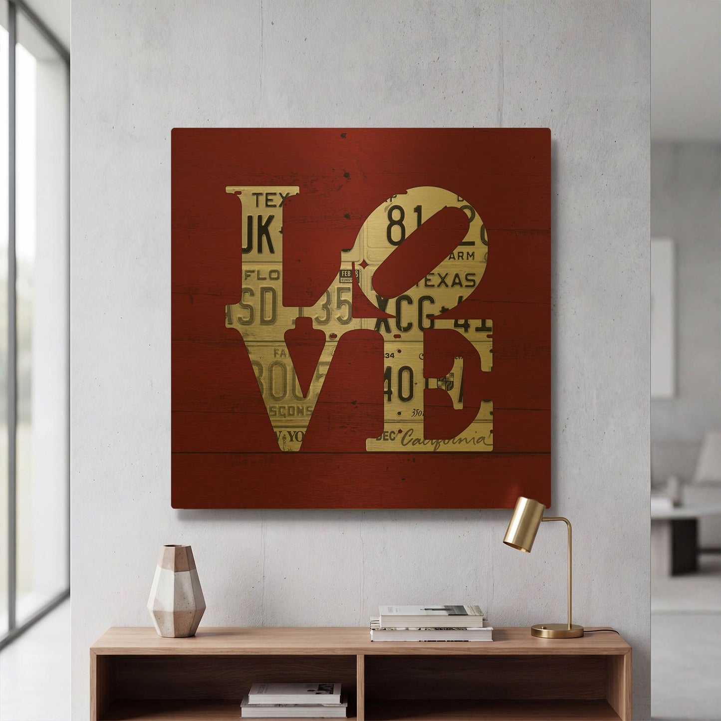 'Love Word Art License Plates' By Design Turnpike Gold Metal Wall Art