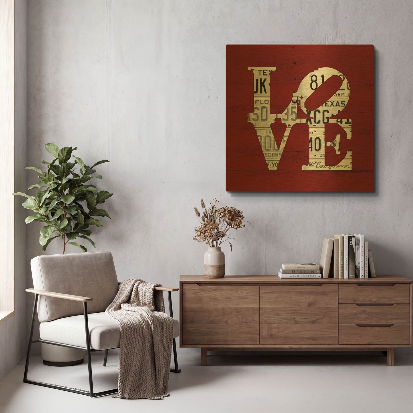 'Love Word Art License Plates' By Design Turnpike Gold Metal Wall Art