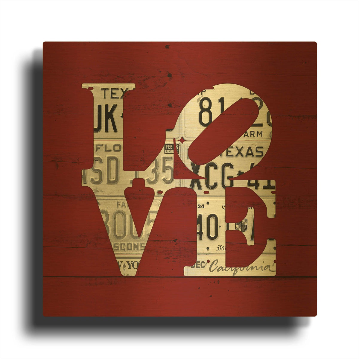 'Love Word Art License Plates' By Design Turnpike Gold Metal Wall Art