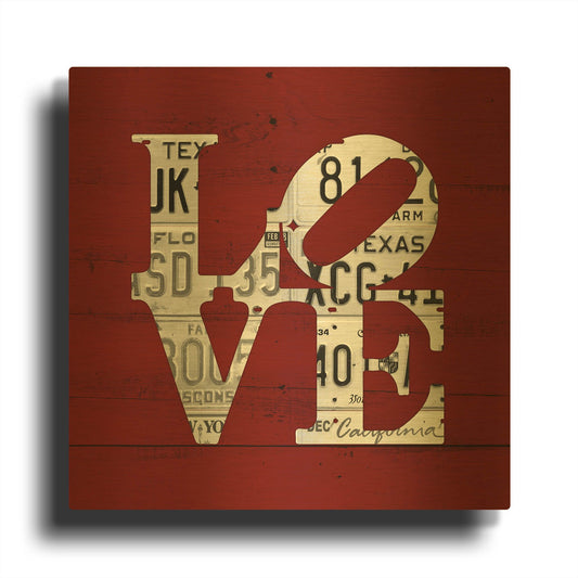 'Love Word Art License Plates' By Design Turnpike Gold Metal Wall Art