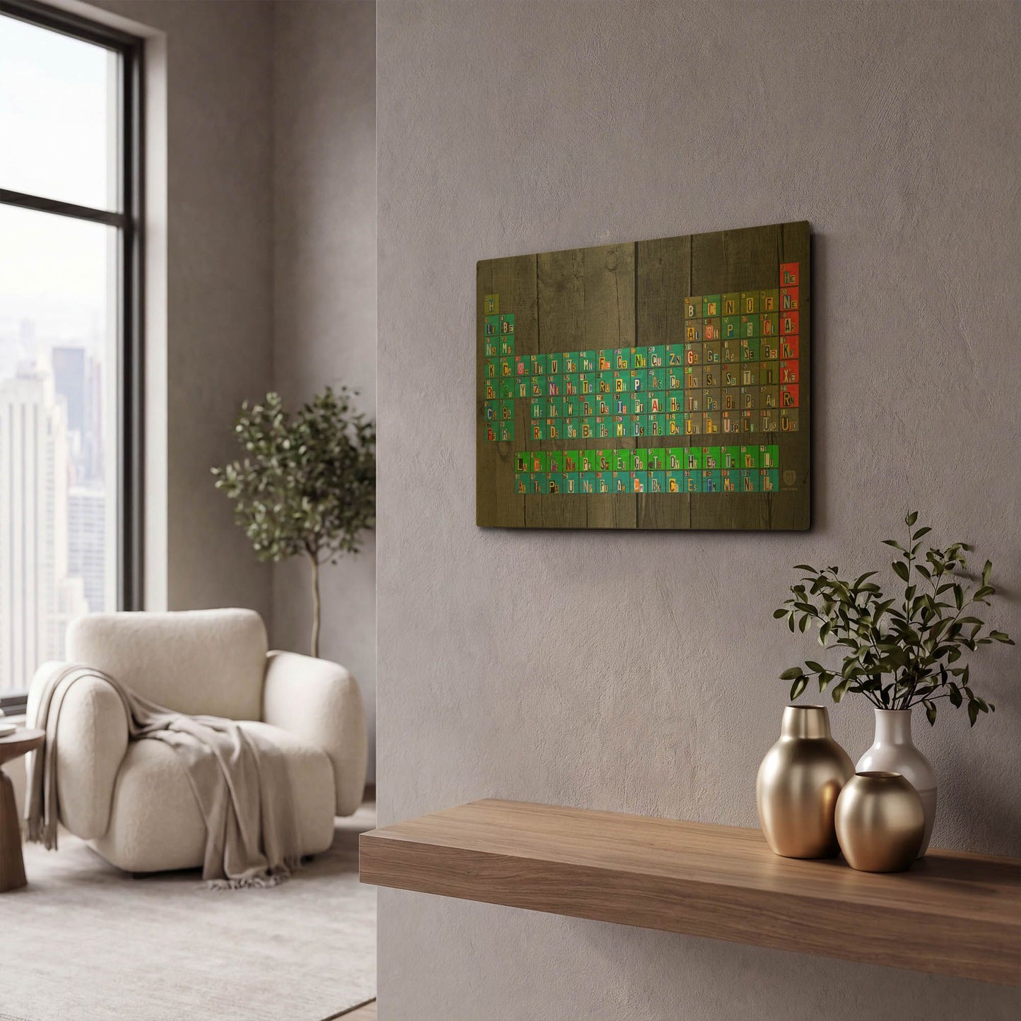 'License Plate - Periodic Table' By Design Turnpike Gold Metal Wall Art