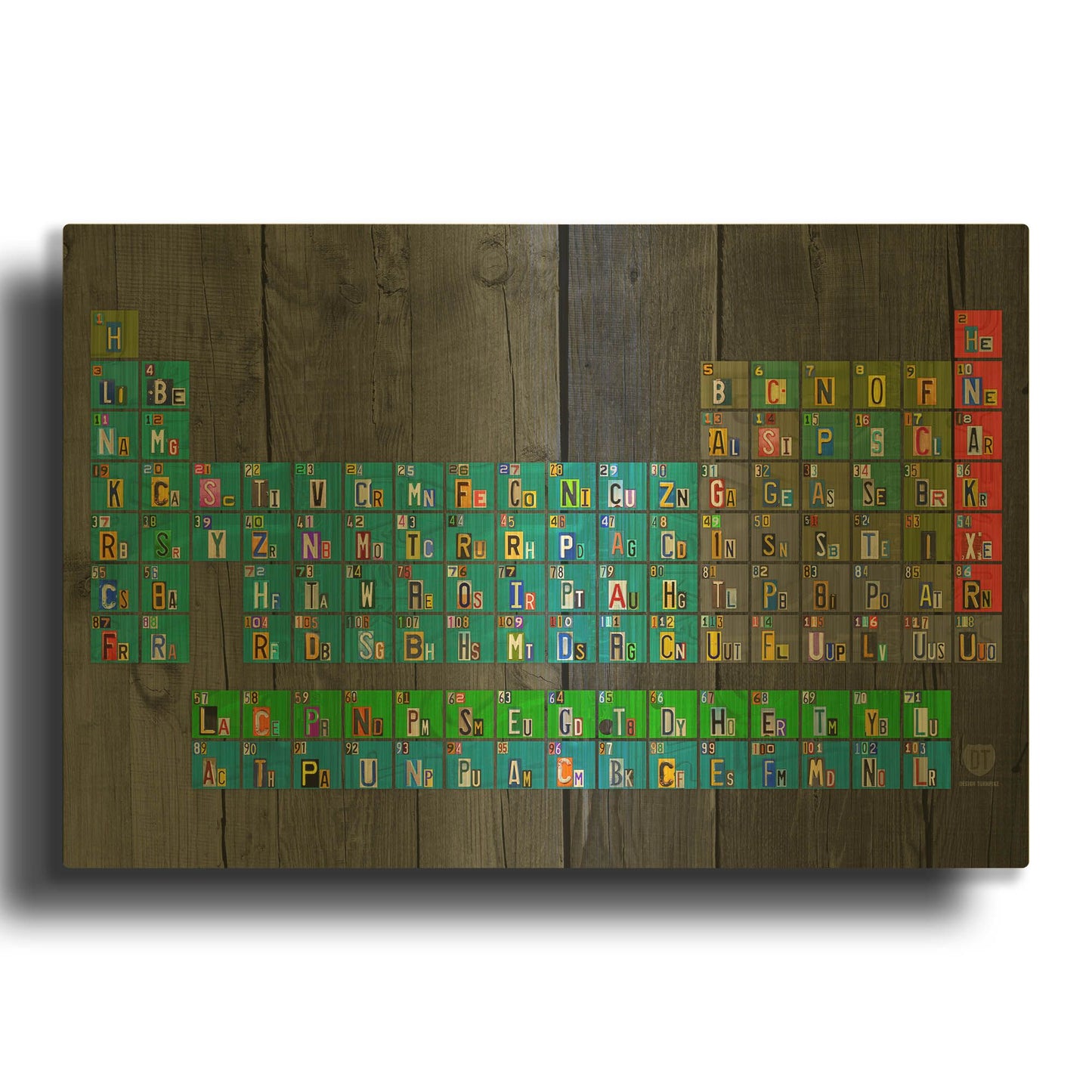 'License Plate - Periodic Table' By Design Turnpike Gold Metal Wall Art