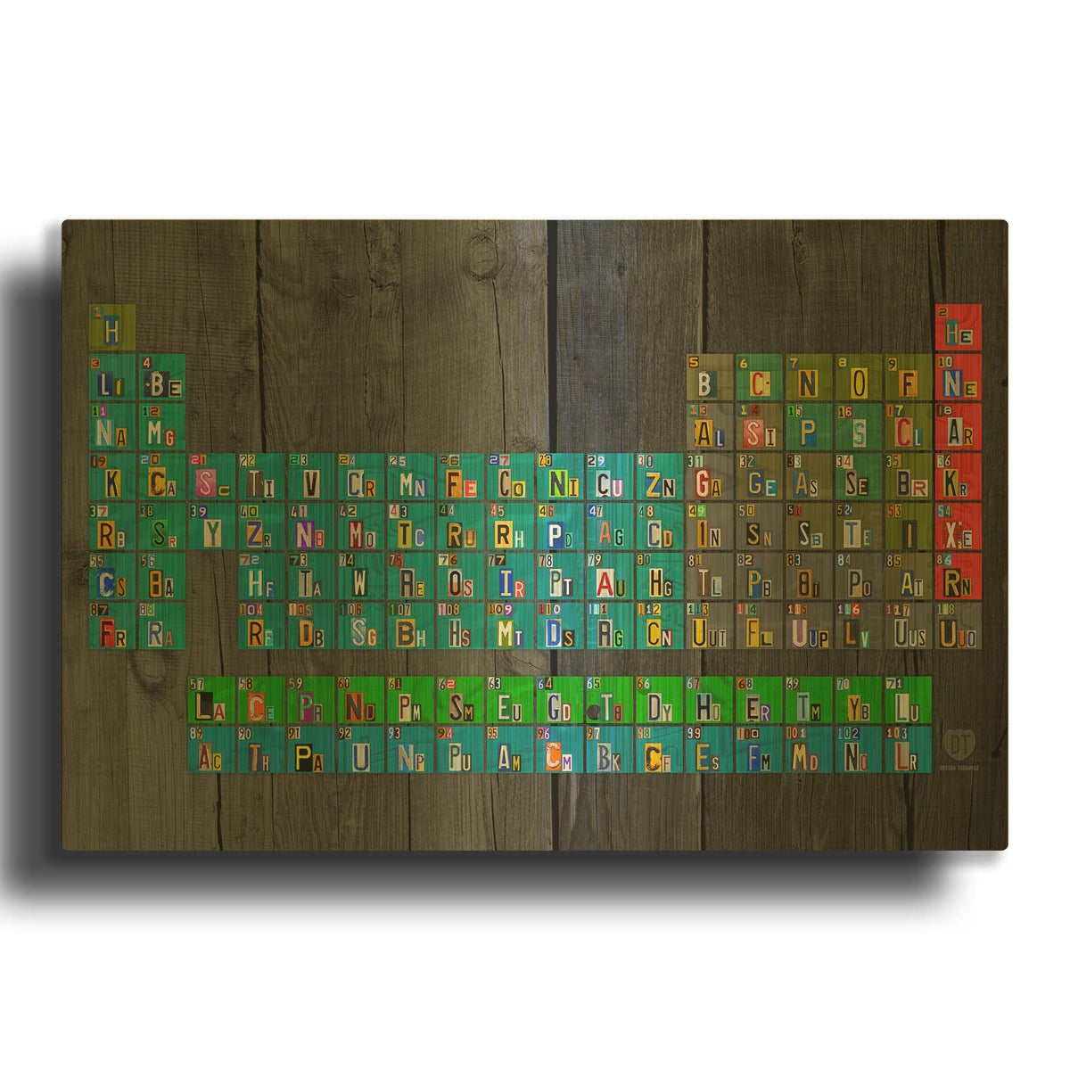 'License Plate - Periodic Table' By Design Turnpike Gold Metal Wall Art