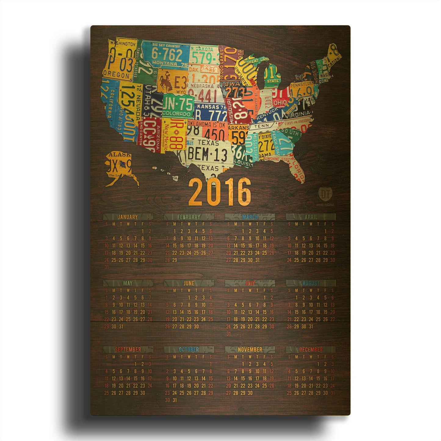 '2016 Calendar' By Design Turnpike Gold Metal Wall Art