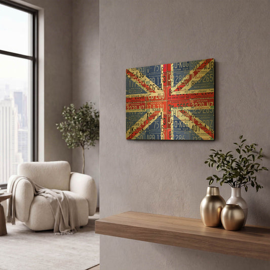 'UK Flag License Plate' By Design Turnpike Gold Metal Wall Art
