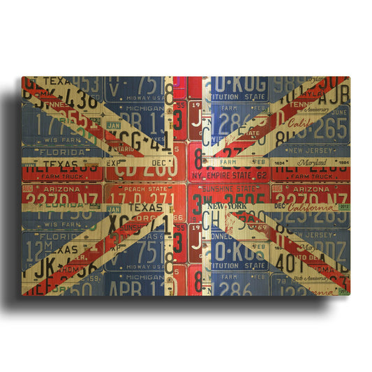 'UK Flag License Plate' By Design Turnpike Gold Metal Wall Art