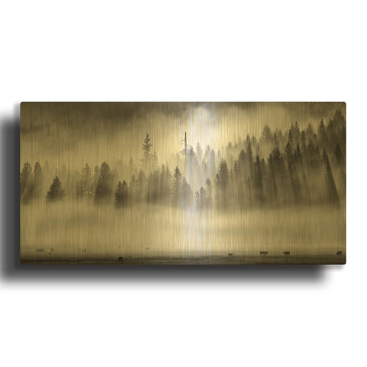 'Roaming In The Mist' By Jesse Estes Gold Metal Wall Art