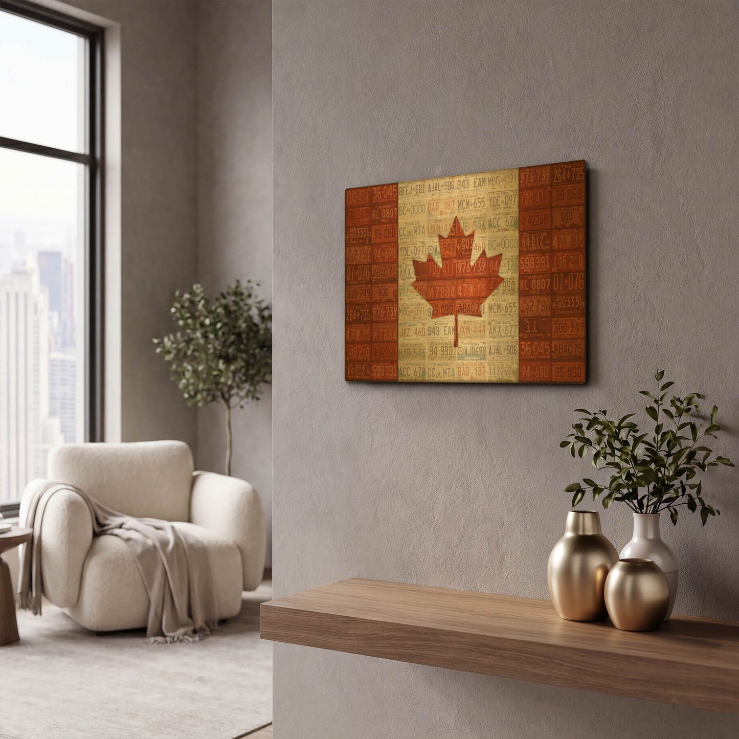 'Canada License Plate Flag' By Design Turnpike Gold Metal Wall Art