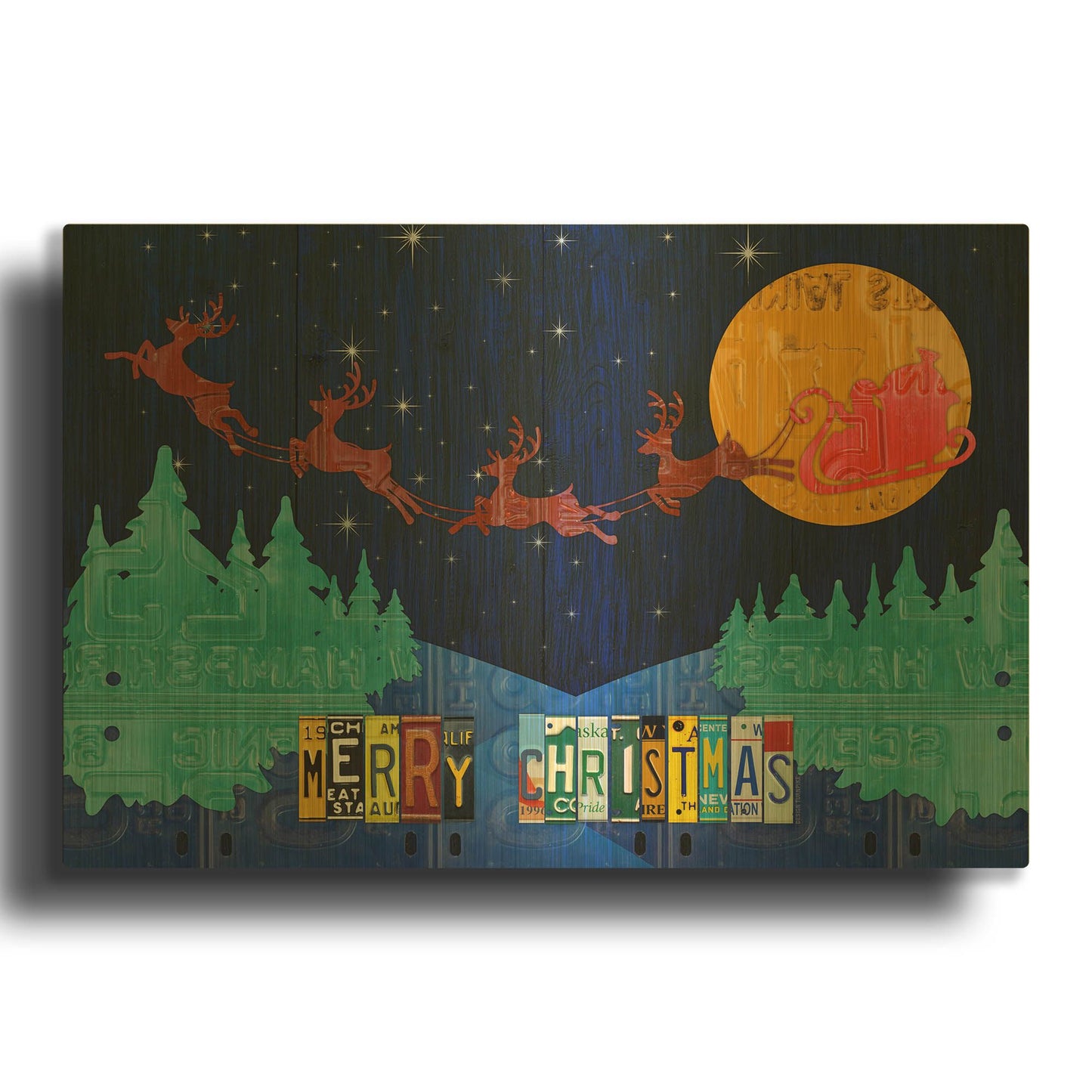 'Santa Sleigh - Merry Christmas' By Design Turnpike Gold Metal Wall Art