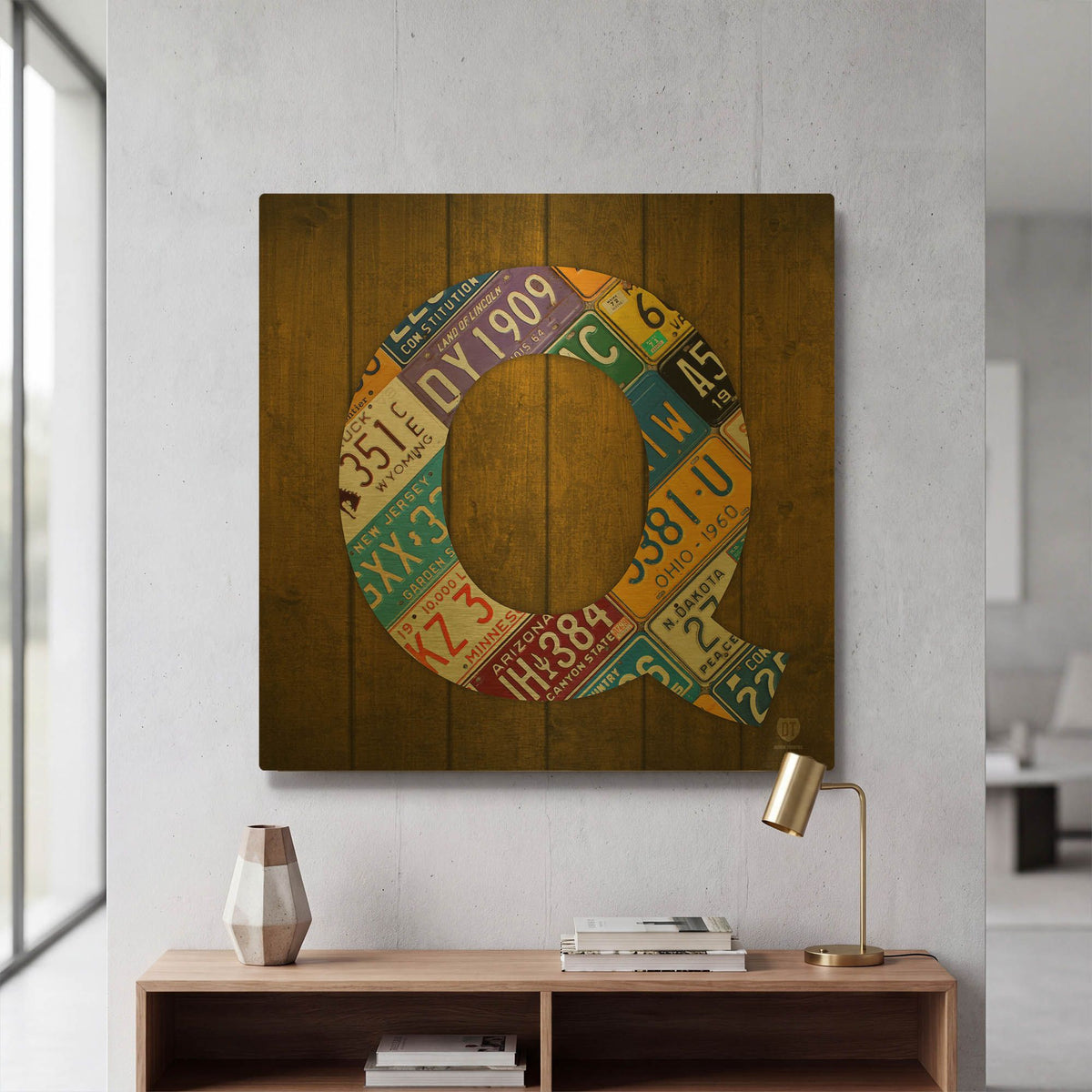 'Q' By Design Turnpike Gold Metal Wall Art