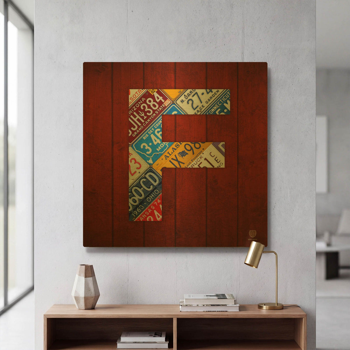 'F' By Design Turnpike Gold Metal Wall Art