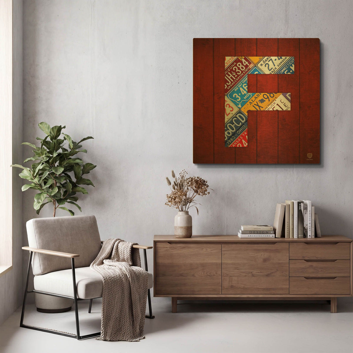 'F' By Design Turnpike Gold Metal Wall Art