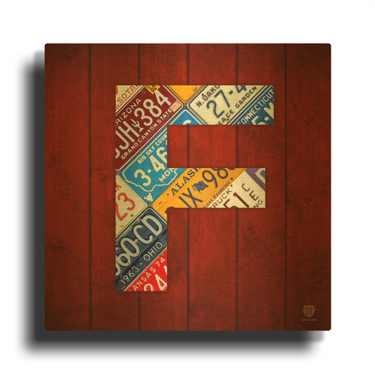 'F' By Design Turnpike Gold Metal Wall Art