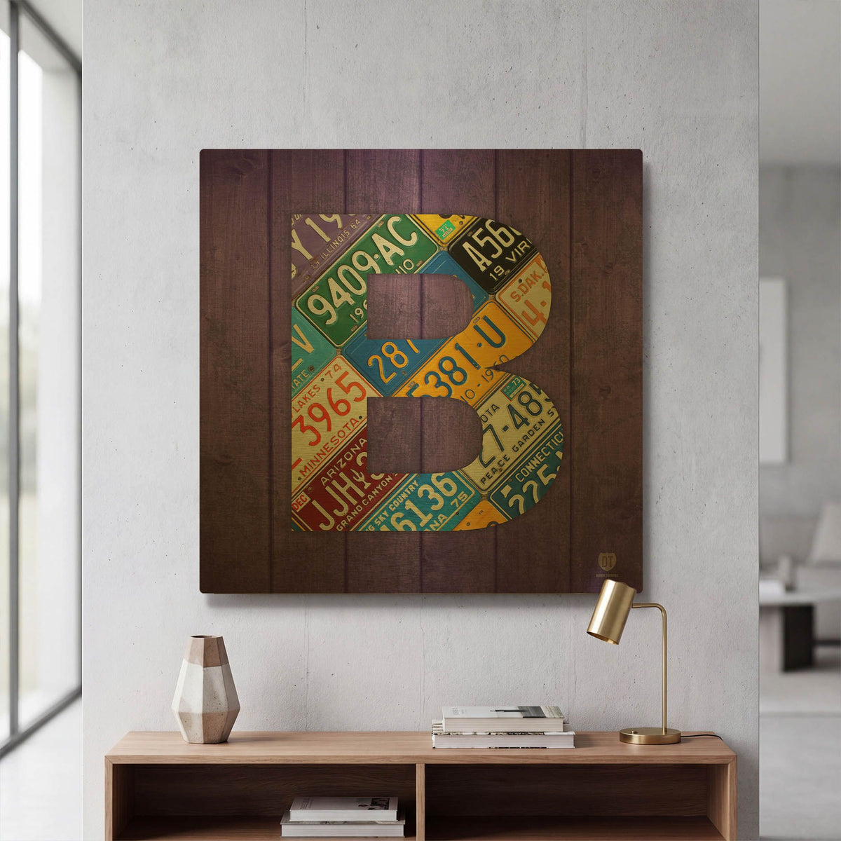 'B' By Design Turnpike Gold Metal Wall Art