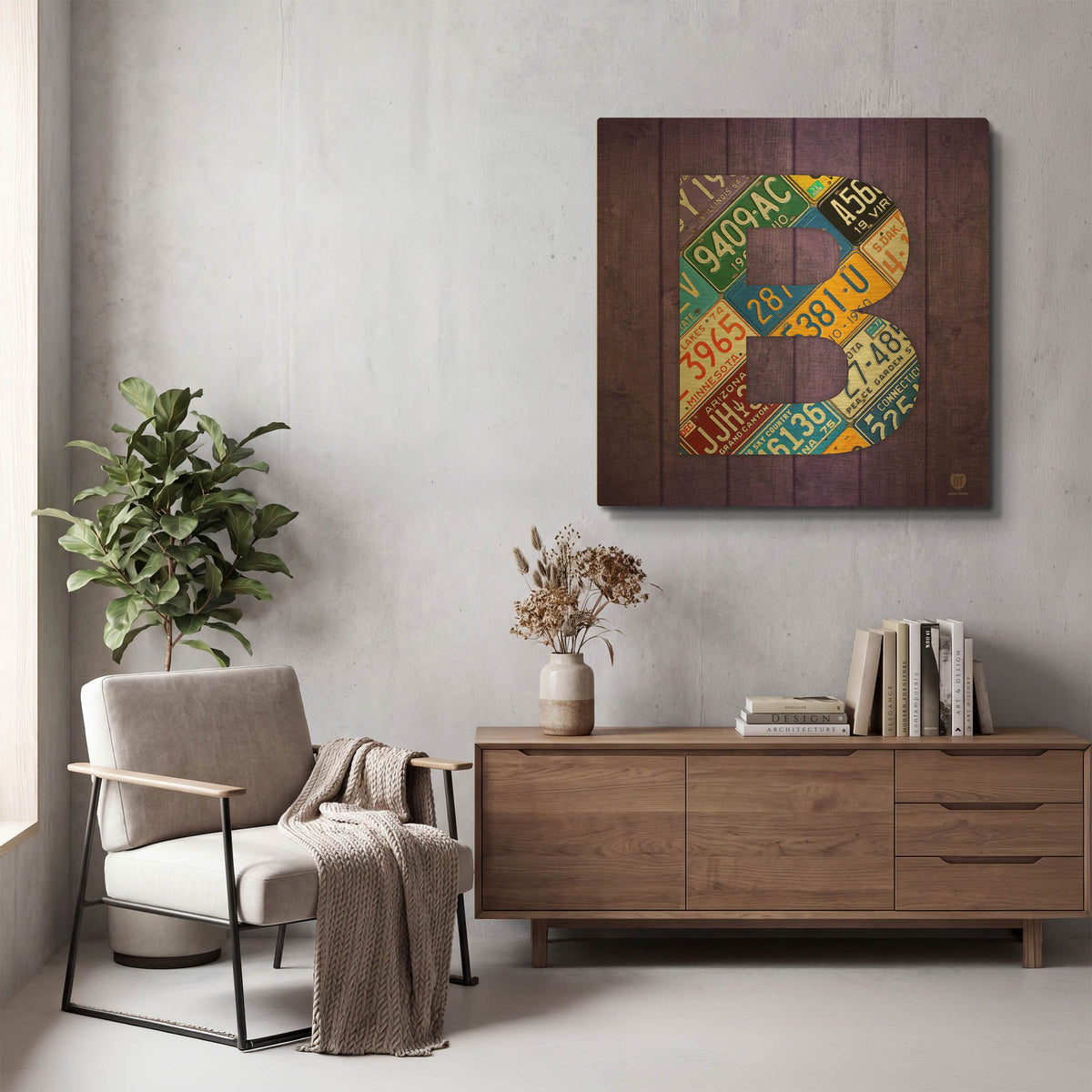 'B' By Design Turnpike Gold Metal Wall Art