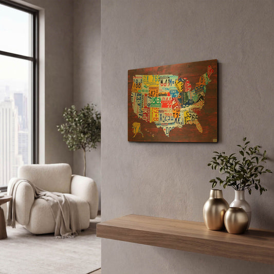 'USA Map Edition 15' By Design Turnpike Gold Metal Wall Art