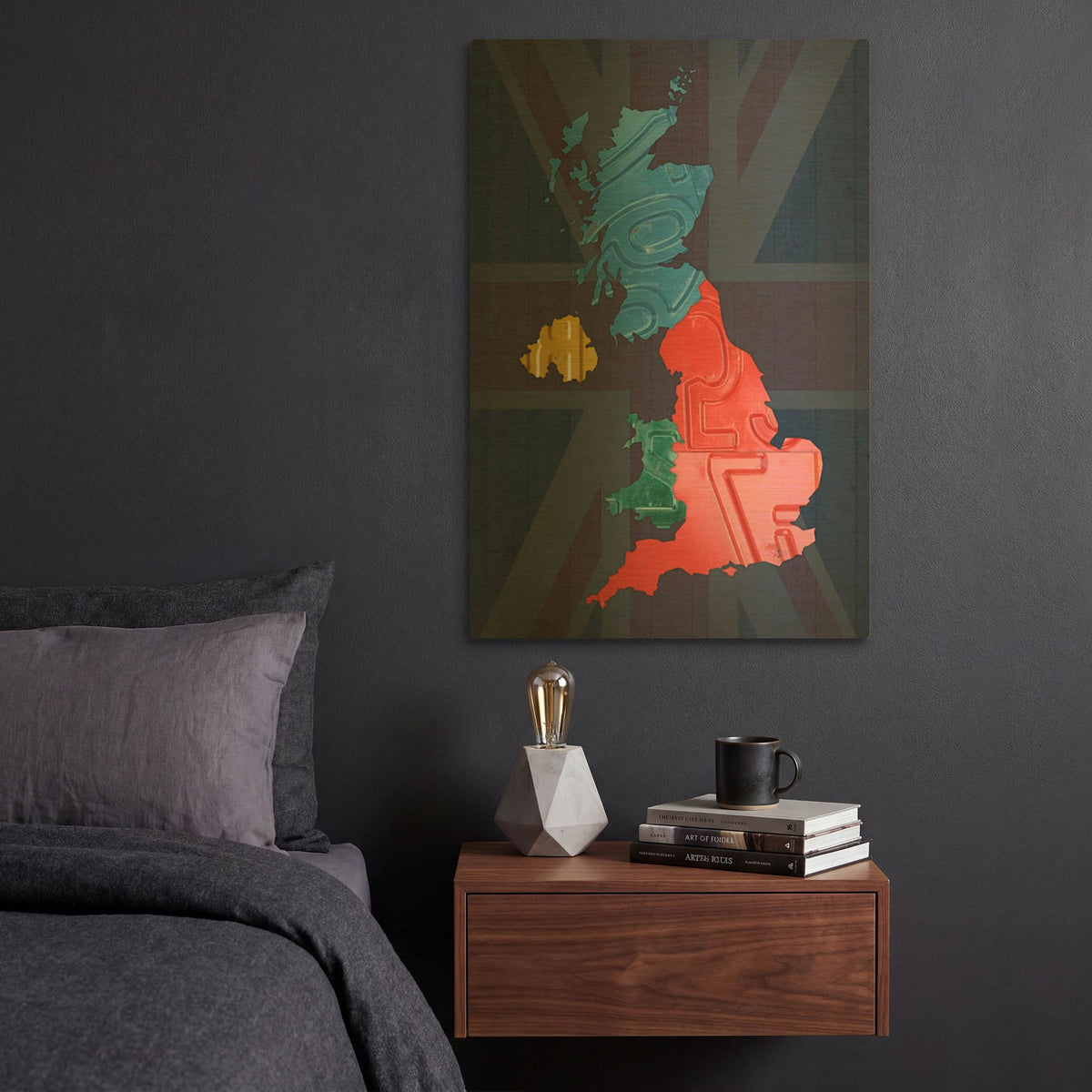 'UK Map' By Design Turnpike Gold Metal Wall Art