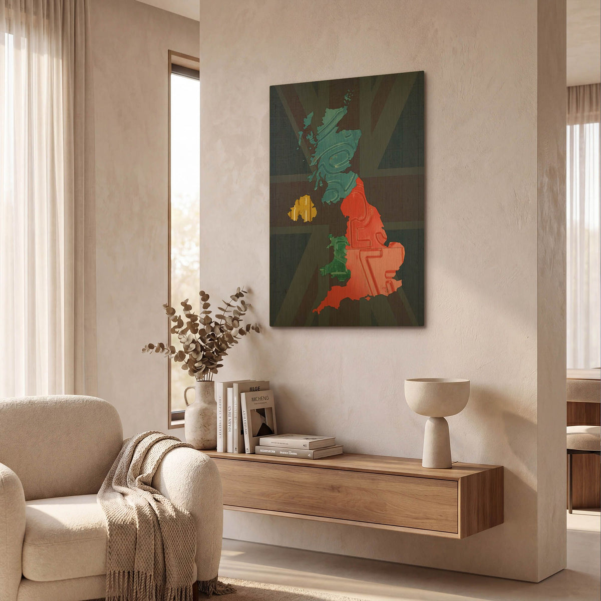 'UK Map' By Design Turnpike Gold Metal Wall Art