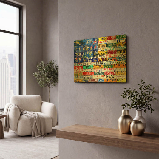 'Scrap Flag' By Design Turnpike Gold Metal Wall Art